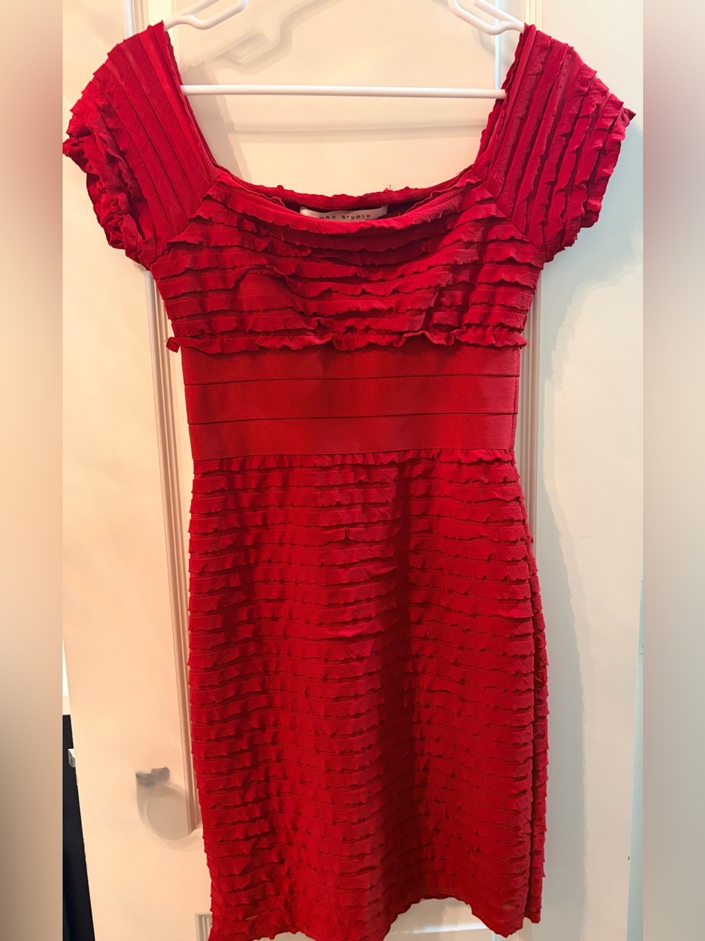 Max Studio Red Ruffled Fit-and-Flare Women’s Dress, Small
